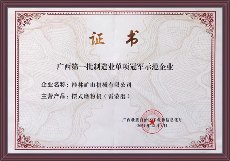 第(dì)一批制造業單項(xiàng)冠軍示範企業